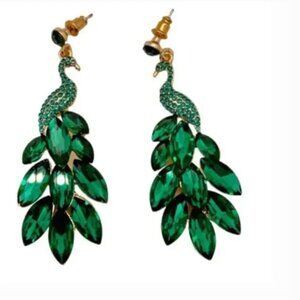 ⭐️❤️ FREE Peacock Bird Rhinestone Hipster Vaca Vacation Glam Chic Drop Earrings